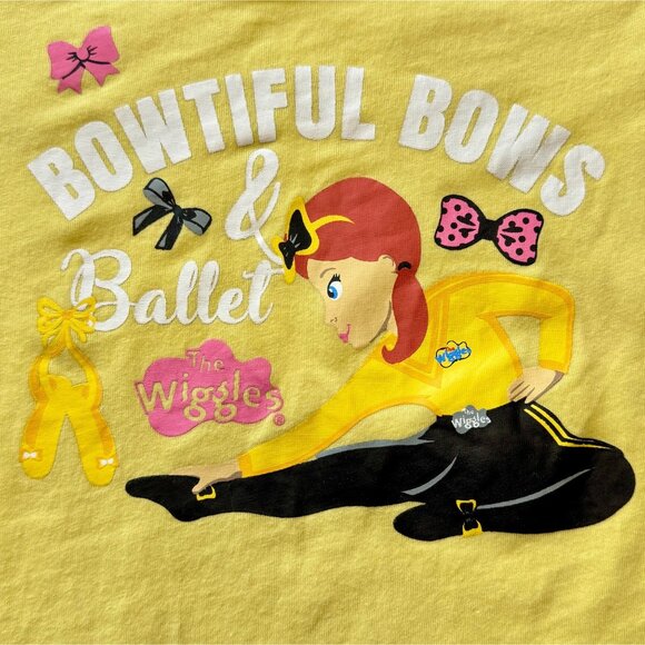EMMA WIGGLE The Wiggles Girls T-Shirt 4 4T Yellow Bows & Ballet Tee Top Cotton - Picture 3 of 6